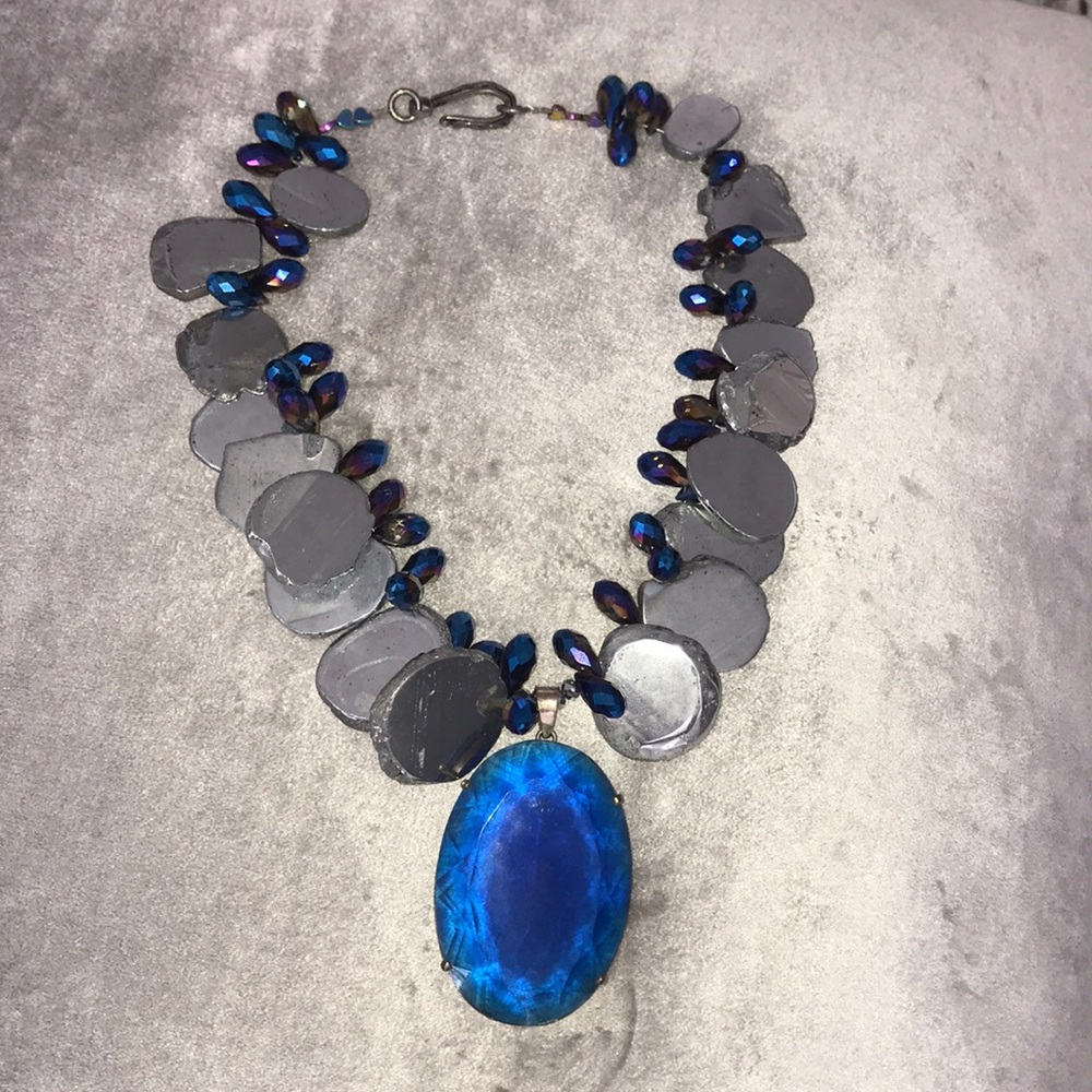 Neiman Marcus Custom Silver Stone Statement Neckl… - image 5